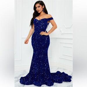 Navy Sequin Maxi Gown